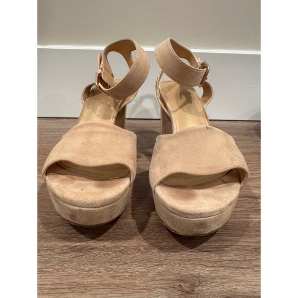 Stuart Weitzman Beige Suede Heels Sandals Size 7.5 - Picture 3 of 7